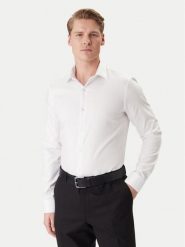 Calvin Klein Koszula LV019EU090 Biały Slim Fit. Białe koszule męskie Calvin Klein, m, bez wzorów, z bawełny, biznesowe, bez kołnierzyka, bez ramiączek. Za 369.99 zł.