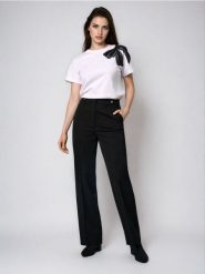 Spodnie pallazo - czarny. Czarne spodnie materiałowe damskie Sinsay, l, bez wzorów. Za 59.99 zł.