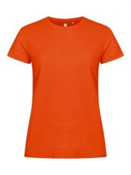 Clique Basic-T Women dopasowany T-shirt z bawełny – blood orange. Brązowe t-shirty damskie CLIQUE, l, bez wzorów, z bawełny, bez kołnierzyka. Za 99.59 zł.