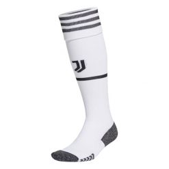 Skarpetki domowe Juventus 2021/22. Białe skarpety męskie Adidas, bez wzorów, z materiału. Za 104.50 zł.