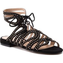 Sandały LIU JO - Sandalo Flat Ibis S18047 P0021 Black/Gold 01040. Czarne klapki damskie Liu Jo, z aplikacjami, z materiału, bez obcasa, na obcasie, bez zapięcia. W wyprzedaży za 479.00 zł.