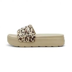 Klapki damskie Puma Karmen Slide. Brązowe klapki damskie Puma, bez wzorów, z materiału, bez obcasa. Za 153.99 zł.