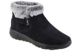 Buty zimowe damskie, Skechers On The Go Joy - First Glance. Czarne obuwie sportowe damskie Skechers, bez wzorów, z materiału, trekkingowe. Za 299.99 zł.