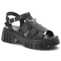 Sandały damskie Vinceza, cholewka ze skóry naturalnej pasek wokół kostki odkryty przód na solidnej podeszwie, czarne, 79627. Czarne klapki damskie VINCEZA, bez wzorów, ze skóry, klasyczne, bez obcasa, na obcasie. Za 159.00 zł.