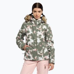 Kurtka snowboardowa damska ROXY Jet Ski. Zielone kurtki damskie Roxy, s, bez wzorów, bez kaptura. W wyprzedaży za 703.50 zł.