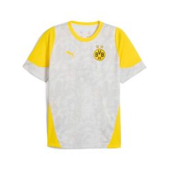 Strój treningowy Borussia Dortmund 2025/26. Szare koszulki sportowe męskie Puma, bez wzorów, bez kołnierzyka, bez ramiączek, do piłki nożnej. Za 242.21 zł.