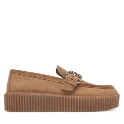 Półbuty Weekend Max Mara. Brązowe półbuty damskie Weekend Max Mara, bez wzorów, bez obcasa, na płaskiej podeszwie, bez zapięcia. Za 1,439.00 zł.