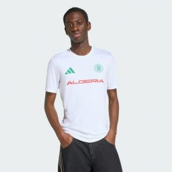 Koszulka Mistrzostwa Świata FIFA 2026 Algieria. Białe koszulki sportowe męskie Adidas, l, bez wzorów, z dzianiny, bez kołnierzyka, bez ramiączek, do piłki nożnej. Za 149.00 zł.
