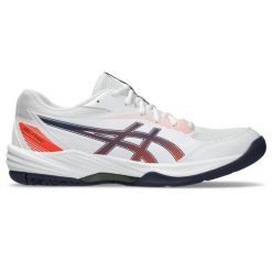 Buty halowe Asics Gel-Task 4. Białe buty sportowe męskie Asics, ze skóry, bez zapięcia, do piłki ręcznej. Za 383.30 zł.