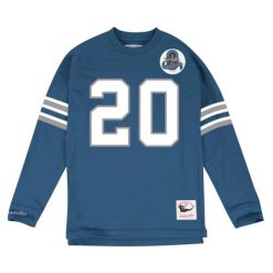 Koszulka nfl z długim rękawem Detroit Lions Barry Sanders. Niebieskie bluzki z długim rękawem męskie Mitchell & Ness, m, bez wzorów, bez kołnierzyka. Za 477.50 zł.