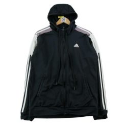 Second life - Kurtka dresowa męska 3 bandes - Stan dobry. Czarne kurtki męskie Adidas, l, bez wzorów, z dresówki, na fitness i siłownię. Za 146.96 zł.