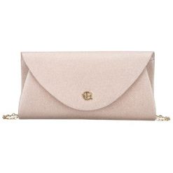 Beżowa, brokatowa kopertówka damska wykonana z tkaniny syntetycznej, zapinana klipsem magnetycznym Rovicky R-XS029-2. Brązowe kopertówki damskie ROVICKY, bez wzorów, z syntetyku, bez dodatków. Za 45.00 zł.