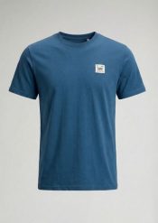 MĘSKA KOSZULKA LEE WOVEN LABEL TEE ORION BLUE 112376539. Niebieskie t-shirty męskie Lee, l, bez wzorów, bez kołnierzyka. Za 79.99 zł.