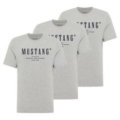 3PAK Męski T-Shirt Mustang Style Alex Mid Grey Mélange 1017330 4140. Szare t-shirty męskie Mustang, m, bez wzorów, bez kołnierzyka. W wyprzedaży za 119.99 zł.