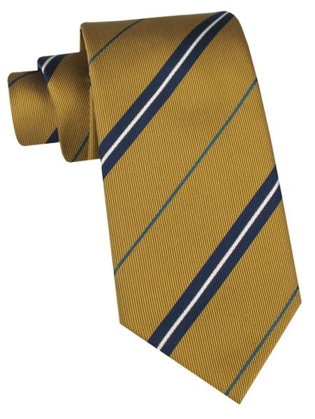 Klasyczny Krawat Klubowy - Alties - Żółty w Prążek. Żółte krawaty i muchy Alties, bez wzorów, z tkaniny, eleganckie. Za 55.00 zł.