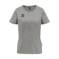 Damska bawełniana koszulka Hummel Move Grid. Szare koszulki sportowe damskie Hummel, xl, bez wzorów, z bawełny, sportowe, bez kołnierzyka. Za 130.00 zł.