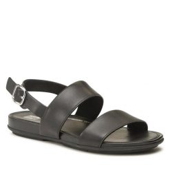 Sandały FitFlop. Czarne klapki damskie FitFlop, bez wzorów, bez obcasa, na płaskiej podeszwie, bez zapięcia. Za 309.99 zł.