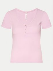 Hunkemöller Koszulka piżamowa Gathering 205129 Różowy Regular Fit. Czerwone koszule nocne damskie Hunkemöller, xl, bez wzorów, z bawełny, bez ramiączek. Za 59.99 zł.
