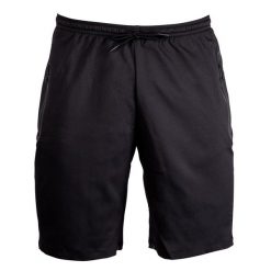 Spodenki do piłki nożnej z kieszeniami na suwak Kipsta Viralto Zip. Czarne krótkie spodenki sportowe męskie KIPSTA, l, bez wzorów, z materiału, do biegania. Za 59.99 zł.