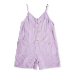 Kombinezon dziewczęcy Roxy If I Was a Bay letni fioletowy na szelkach. Fioletowe t-shirty i topy dla dziewczynek Roxy, bez wzorów, z bawełny, bez ramiączek. Za 111.55 zł.