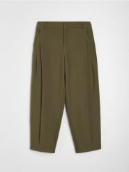 Spodnie barrel leg z domieszką wiskozy - zielony. Zielone spodnie materiałowe damskie Sinsay, l, bez wzorów, z wiskozy. Za 49.99 zł.