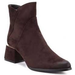 Botki damskie na obcasie zamszowe czekoladowe Potocki SZ12875. Brązowe botki damskie POTOCKI, ze skóry ekologicznej, bez obcasa, na obcasie, bez zapięcia. Za 169.99 zł.