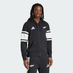 Bluza z kapturem New Zealand Rugby Leisurewear Full Zip. Białe bluzy męskie Adidas, l, bez wzorów, z bawełny, z kapturem. Za 439.00 zł.