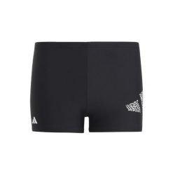 Spodenki kąpielowe dla dzieci adidas 3 Bar Logo. Białe kąpielówki dla chłopców Adidas, bez wzorów, z dzianiny. Za 99.00 zł.