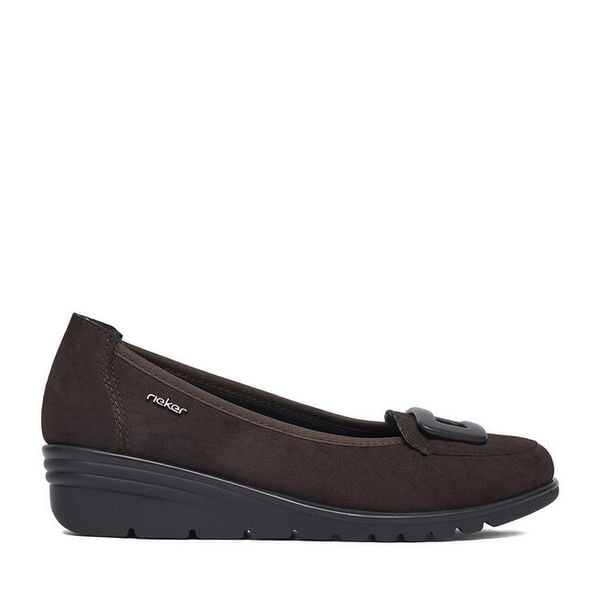 Baleriny Rieker. Brązowe baleriny damskie Rieker, bez wzorów, bez obcasa. Za 319.99 zł.