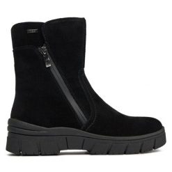 Botki Caprice. Czarne botki damskie Caprice, bez obcasa, na płaskiej podeszwie, bez zapięcia. Za 369.99 zł.