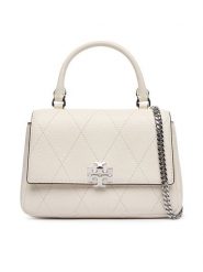 Tory Burch Torebka Charlie Quilted Mini Top Handle Chain Wallet 186032 Kremowy. Białe torebki do ręki damskie Tory Burch, bez wzorów, ze skóry, bez dodatków. Za 2,024.00 zł.