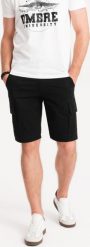 Ombre Szorty męskie jednokolorowe z kieszeniami cargo czarne V4 OM-SRCG-0133 S. Czarne krótkie spodenki sportowe męskie Ombre, m, bez wzorów. Za 169.99 zł.
