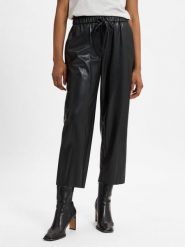 DKNY Spodnie Kobiety Sztuczne włókno czarny, 42. Czarne spodnie materiałowe damskie DKNY, s, bez wzorów, ze skóry. Za 599.95 zł.