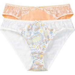Figi (2 pary), bawełna organiczna bonprix z nadrukiem + łososiowy. Białe figi damskie bonprix, bez wzorów, z bawełny. Za 27.98 zł.