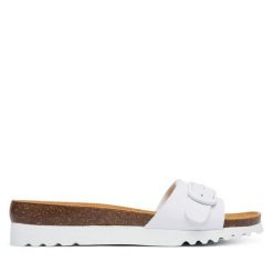 Klapki Scholl. Białe klapki damskie Scholl, bez wzorów, bez obcasa. Za 269.99 zł.