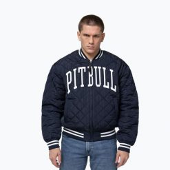 Kurtka męska Pitbull Jupiter Padded Baseball. Niebieskie kurtki sportowe męskie PITBULL, m, bez wzorów, z bawełny, na fitness i siłownię. Za 289.99 zł.