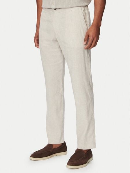 BOSS Chinosy Sanderson-L-3 50559595 Beżowy Regular Fit. Brązowe eleganckie spodnie męskie Boss, l, bez wzorów, ze lnu. Za 611.99 zł.