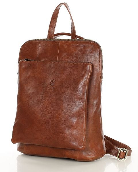 Elegancki plecak damski skórzany premium MARCO MAZZINI brązowy PL66c. Brązowe plecaki damskie bez wzorów, z bawełny, biznesowe. Za 499.00 zł.