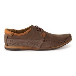 KOMODO Buty Męskie skórzane mokasyny 875 brązowe. Brązowe mokasyny męskie bez zapięcia. Za 377.80 zł.