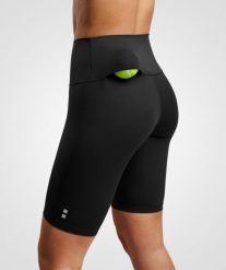 Legginsy do tenisa/padla damskie. Czarne legginsy damskie NORDICDOTS, bez wzorów, z materiału, krótkie, tenisowe. Za 190.00 zł.