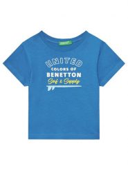 United Colors Of Benetton T-Shirt 3I1XG10JO Niebieski Regular Fit. Niebieskie t-shirty dla chłopców United Colors Of Benetton, bez wzorów, z bawełny, bez ramiączek. Za 29.99 zł.