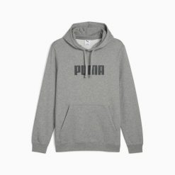Bluza sportowa z kapturem męska Puma ESS LOGO TR 68677003. Szare bluzy męskie Puma, l, bez wzorów, z dresówki, z kapturem, na fitness i siłownię. Za 155.71 zł.