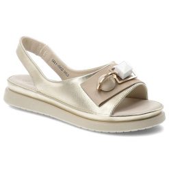 Sandały damskie S.Barski, ze skóry naturalnej metaliczne ozdobna klamra lekka podeszwa casual letnie, złote, GR61-5932. Żółte klapki damskie S.BARSKI, z aplikacjami, ze skóry, bez obcasa, bez zapięcia. Za 219.00 zł.