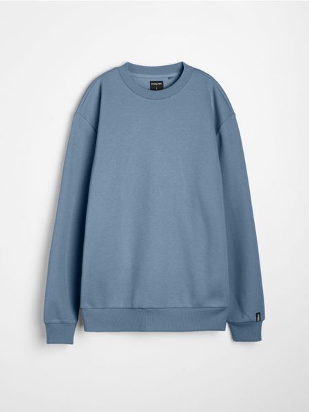 Bluza crewneck basic z domieszką bawełny - niebieski. Niebieskie bluzy męskie Sinsay, l, bez wzorów, z bawełny, bez kaptura. Za 29.99 zł.