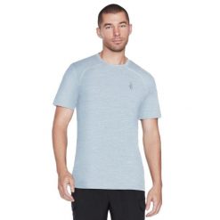 T-shirt sportowy z krótkim rękawem męski On the Road Tee. Niebieskie buty sportowe męskie Skechers, bez zapięcia, na fitness i siłownię, Skechers Sport. Za 99.99 zł.