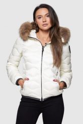 BLAUER Damska kurtka puchowa z kapturem w kolorze ecru, Rozmiar XS. Białe kurtki damskie Blauer USA, s, bez wzorów, z futra, z kapturem. W wyprzedaży za 1,699.99 zł.