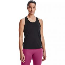 Koszulka damska Under Armour Fly By Tank. Czarne koszulki sportowe damskie Under Armour, xs, bez wzorów, sportowe, bez kołnierzyka. Za 79.99 zł.