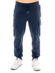 Spodnie dresowe bojówki męskie z małym logo. Niebieskie spodnie sportowe męskie LEONE 1947 APPAREL, m, bez wzorów, z dresówki, na fitness i siłownię. Za 294.70 zł.