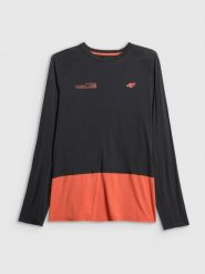 4F Longsleeve trekkingowy regular męski - czarny XXL. Czarne bluzki z długim rękawem męskie 4f, l, bez wzorów, z włókna, bez kołnierzyka. Za 149.99 zł.