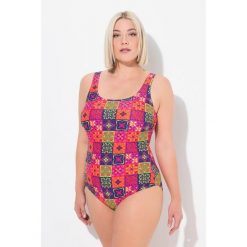 Damskie Strój kąpielowy wzór w płytki bez miękkich miseczek okrągły dekolt. Fioletowe kostiumy jednoczęściowe damskie Ulla Popken, plus size, bez wzorów, z elastanu, sportowe, plus size. Za 199.99 zł.